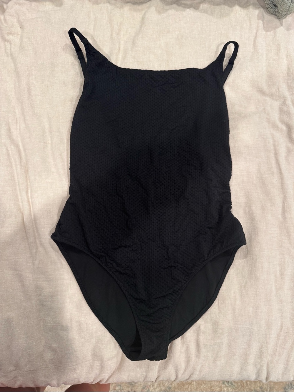 aerie Black Textured One-Piece Swimsuit